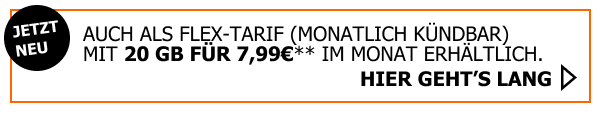 Sichere Dir den Allmobil M Tarif in der Flex-Variante. Monatlich kündbare 25 Gigabyte für nur 6,99€