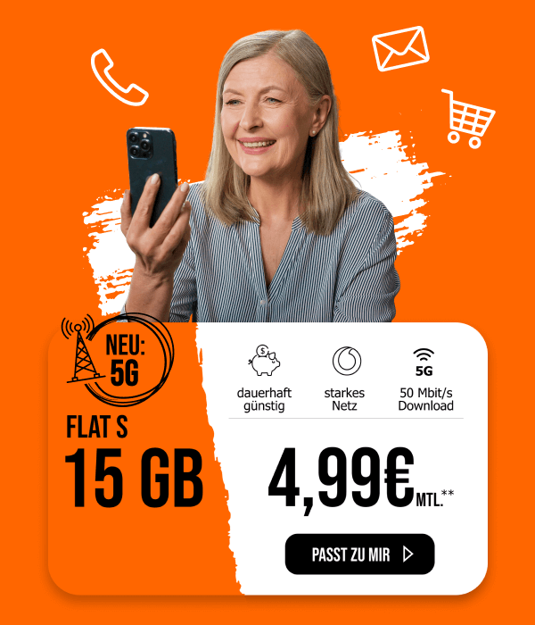 allmobil M mit 15 GB Datenvolumen für 4,99€ im Monat.